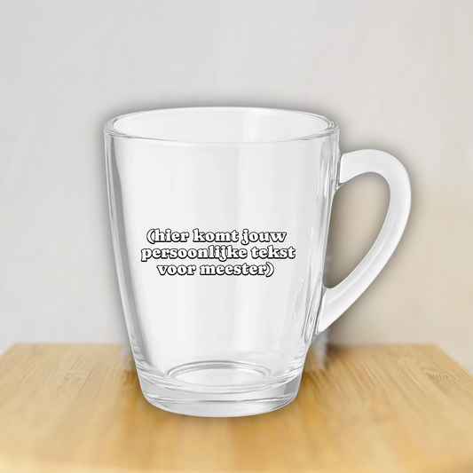 Gepersonaliseerd theeglas: Cadeau voor Meester (Eigen Tekst) ✧