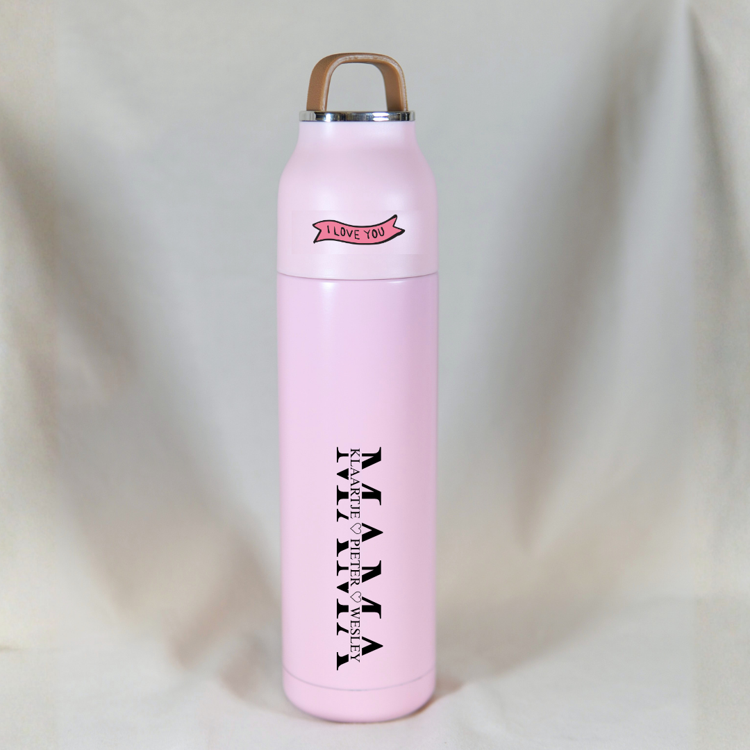 Gepersonaliseerde Thermosfles Mama (Roze) ✧