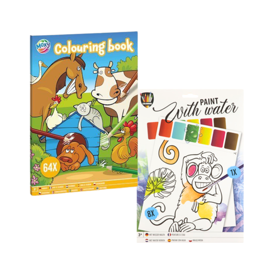 Dieren Kleurboek Set – Groot Kleurboek + 8x Paint With Water – Kinderen 3+ – Waterkleuren & Kleuren