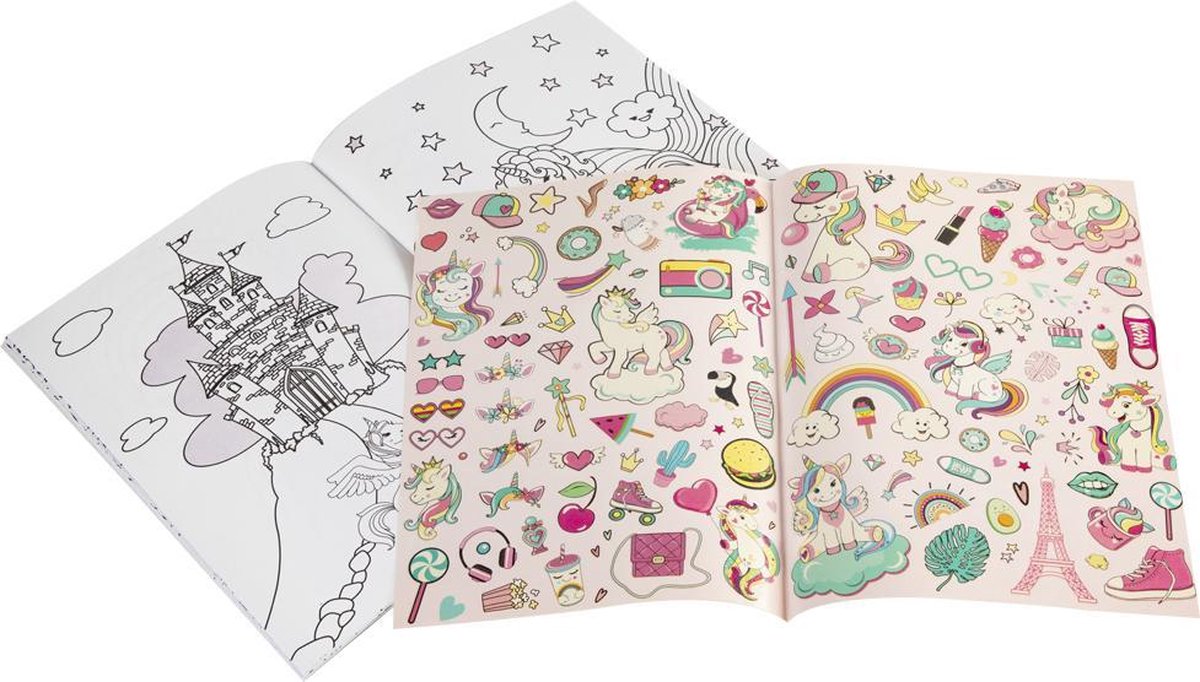 Glitter kleurboek en stickerboek | Thema Unicorn