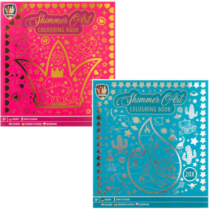 Shimmer Art – 2x Kleurboeken – Roze & Blauw – Kleurboek voor Kinderen – 20 Kleurplaten