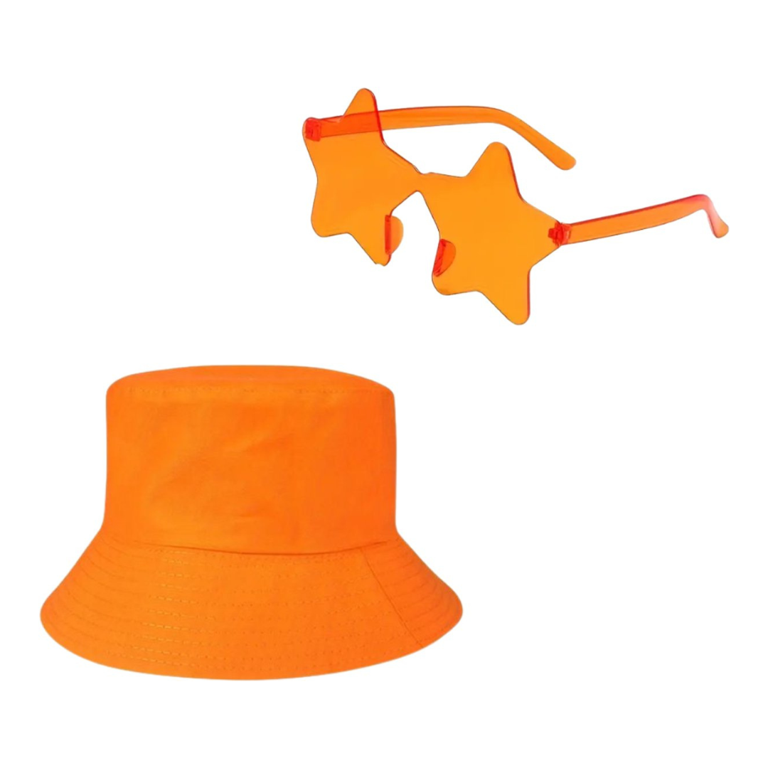 Koningsdag accessoires - Koningsdag - Koningsdag bril - WK - Oranje bril - Oranje hoed - Oranje bucket hat - Oranje pet
