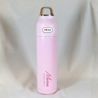 Gepersonaliseerde Thermosfles Mama Sinds … (Roze) ✧