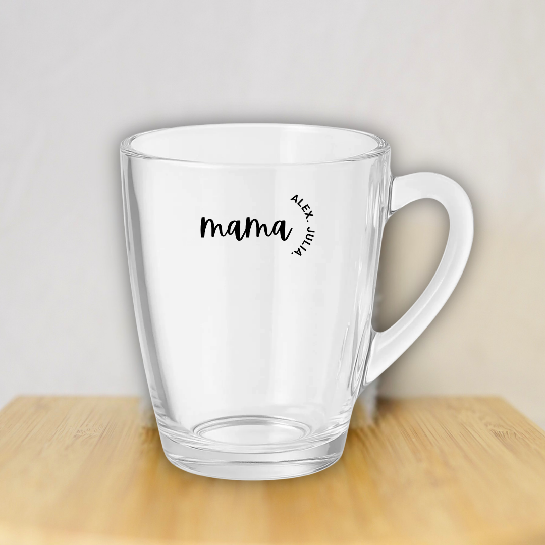 Gepersonaliseerd theeglas: Mama met Namen van Kinderen ✧
