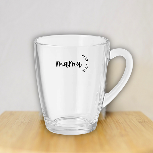 Gepersonaliseerd theeglas: Mama met Namen van Kinderen ✧