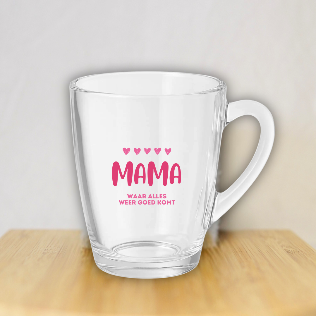 Glazen theeglas: Mama waar alles goed komt ✧
