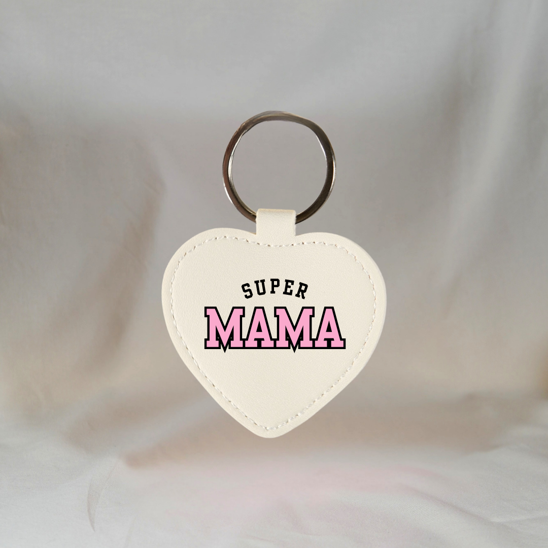Gepersonaliseerde Fotomagneet en Sleutelhanger (Set van 2): Super Mama ✧