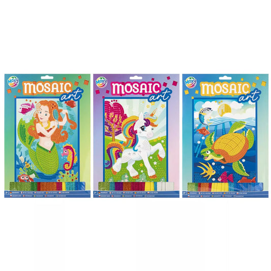 Mosaic Art Set – 3-in-1 Knutselpakket voor Kinderen – Zeemeermin, Unicorn & Schildpad – Creatief Speelgoed 3 jaar+