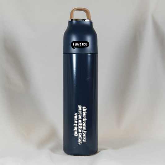 Gepersonaliseerde Thermosfles Papa (Donkerblauw) ✧